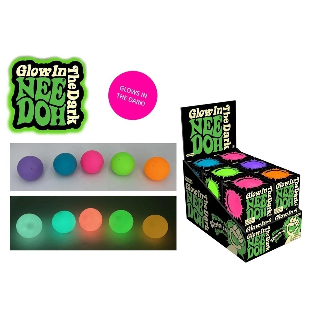 PURPLE- *NEW* NeeDoh Teenie Groovy Glob GLOW IN THE DARK Squish Toy ! L@@K